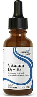 Seeking Health Vitamin D3 + K2 Drops - Liquid Vitamin D & K Supports Immune System Function & Bone Health - Aids Calcium Absorption - Aids Healthy Blood Flow & Circulation - 1 Fl oz (30 ML)