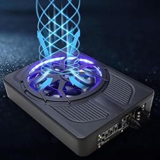 Fabater 800W 10 Slim Under Seat Car Subwoofer, Car Audio Subwoofers Built-in Amplifier, Powered Truck Subwoofer Upgrade with Blue LED Ambient Light (Blue)