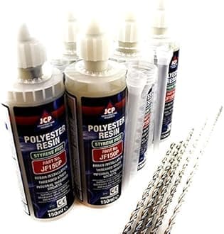 Masonry Wall Repair Kit Containing 3 x 410ml Polyester Resin + 5 x Stainless Steel Helical Bars (6mm x 1000mm)
