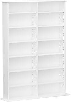 Prepac 2 Column DVD Storage Unit with 8 Adjustable Shelves, 22 x 98.5 x 129.2 cm, White