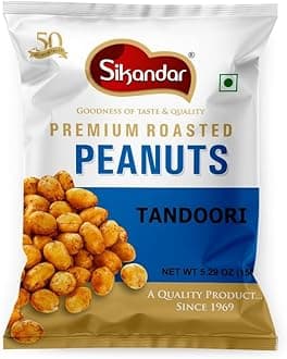 SIKANDAR Premium Roasted Peanuts 150g (Pack of 4) (600g, Tandoori)
