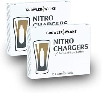 GrowlerWerks Nitro N2O Chargers, 10-Pack, Silver, GWA1076-16N-2