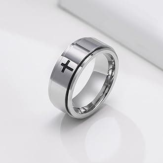Free Engrave Customise Name Ring Men's Stainless Steel Brushed Finish 6MM Silver Comfort Fit Wedding Band Ring,Personalized Ring Gift for him,Promise Ring Wedding Band