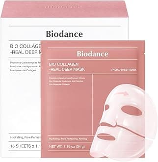 BIODANCE Bio-Collagen Real Deep Mask, Hydrating Overnight Hydrogel Face Mask, Pore Minimizing, Plumping, Elasticity Improvement, Korean Skin Care | 1.19oz(34g) x 16ea