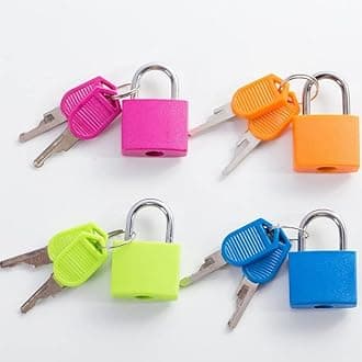 4 Pcs Small Size Padlocks for Securing Luggage While Travelling Along with 2 Keys for Each Lock(Color May Vary)