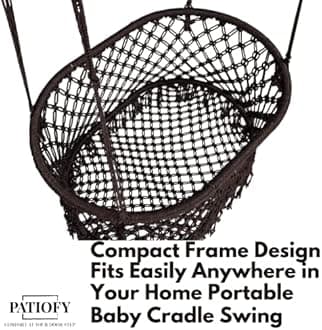 Patiofy Baby Swing for Kids | Non-Toxic Material | Indoor & Outdoor Use | Adjustable Design | Safely Made with Strong Metal Frame | Age 6 Months to 2 Years | Oval Shape -Brown