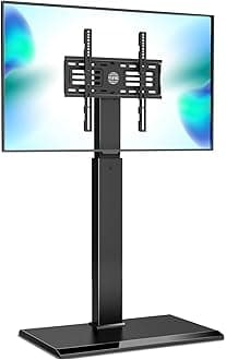 FITUEYES Iron Base Universal Floor TV Stand with Swivel Mount for 32-65 Inch LED LCD OLED Plasma Flat Panel or Curved Screen TVs Height Adjustable with Wire Management (Black)