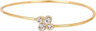 Estele24 Kt Gold Plated Bracelet with White Austrian Crystals For Womens