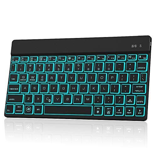 Wireless Bluetooth Keyboard Compatible with iPad Pro 9.7/10.5/11/12.9,iPad Air,iPad Mini,iPhone,Samsung Tablet&Other Bluetooth Enabled Devices,Ultra Slim Aluminum Keyboard with 7 Color Backlight,Black