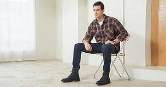 Vostey Mens Boots Motorcycle Casual Boots For Men Zipper Fashion Chukka Boots