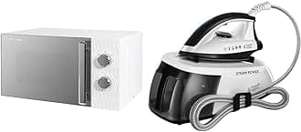 Russell Hobbs Honeycomb RHMM715 17 Litre 700W White Solo Manual Microwave with 5 Power Levels & Steam Power Generator Iron, 1.3L Removable Water Tank, Stainless Steel Non Stick
