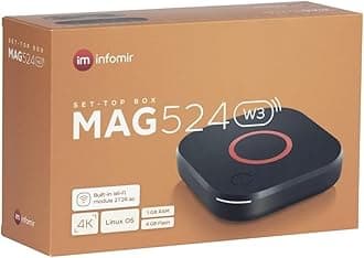 Original MAG 524 W3 4K Set Top Box Multimedia Player Internet TV Receiver 2160p @ 60 FPS HDMI 2.1 HDR and HEVC Support USB 3.0 4X ARM Cortex-A35 + HDMI Cable, Much Faster Than Mag