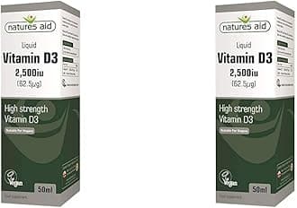 Vegan Vitamin D3/Cholecalciferol Liquid, 2500iu, Dropper Included, 50 ml (Pack of 2)