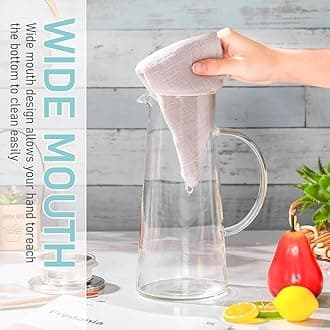 bellemax Premium Water and Juice Glasses Set of 6 and Borosilicate Glass Jug Set Combo,(6 PC Glasses 300ML and 1 Water Jug 1.8 Liter), Transparent, Glass and Jug Set for Dining Table (Traditional- B)