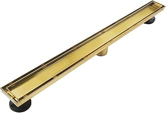 Neodrain 36-Inch Gold Linear Shower Drain, 2-in-1 Flat & Tile Insert Cover, Stainless Steel Linear Drain, Brushed Brass Rectangle Shower Floor Drain with Hair Strainer, Watermark&CUPC Certified