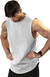 Viisendy ProMen's Athletic Tank Tops Vest Workout Bodybuilding Workout Gym Shirts Cotton Cut Out Sleeveless Muscle Tees