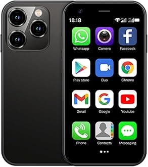 XS15 3G Mini Smartphone 3.0 Inch WiFi GPS Quad Core Android 8.1 Cell Phones Slim Body HD Camera Dual Sim Compatible with Google Play Cute Palm Smartphone 2GB RAM 16GB ROM China Mobile (Black)