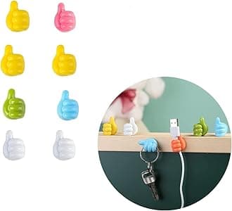 Self Adhesive Multi-Function Silicone Thumb Wall Hooks, Silicone Hooks Desk Wire Management Wall Storage, Hooks for Toothbrush Holder, Belt, hat, Makeup Brush, Home, Office (8pcs)