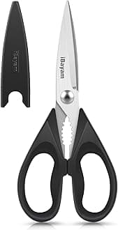 iBayam All Purpose Kitchen Shears with Protective Sheath Durable Stainless Steel Scissors, Dishwasher Safe, Soft Grip Comfort Handle