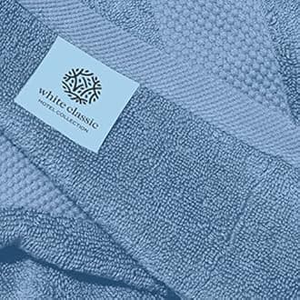 White Classic Luxury Hand Towels for Bathroom-Hotel-Spa-Kitchen-Set - Circlet Egyptian Cotton - 16x30 Inches - Set of 6 (Light Blue)