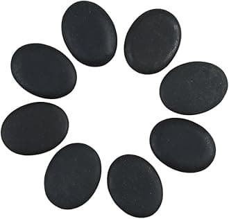 Windfulogo 8 Pcs Professional Small Massage Hot Stone Set Natural Lava Heated Stones Basalt Warmer Rock for Spa, Massage Therapy 1.18 x 1.57 x 0.31in(3x4x0.8cm) Black
