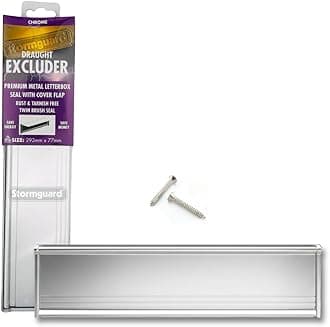 06SR0310000CH Internal Metal Letter Box Brush Cover with Flap-Chrome, External dimentions 293mm x 77mm, Aperture 256mm x46mm