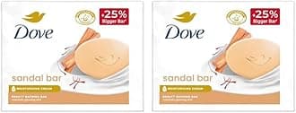 Dove Sandalwood Beauty Bar for Naturally Glowing Skin with 100% Natural Origin Sandalwood and Real Saffron Extracts 125g (Pack of 6)