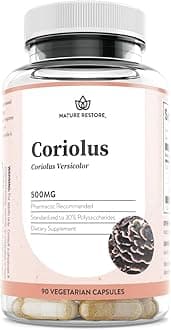 Nature Restore Coriolus Versicolor Mushroom Extract Supplement, 30 Percent Polysaccharides, Non GMO, Gluten Free, 90 Capsules, Original Turkey Tail Mushroom Supplement