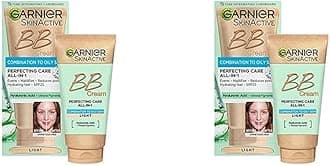 Garnier Oil-Free Perfecting All-in-1 BB Cream, Shade Light, Tinted Moisturiser SPF25, Mattifies Skin & Evens Complexion, With Hyaluronic Acid, Aloe & Mineral Pigments, 50ml (Pack of 2)