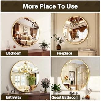 20 Inch Round Mirror - Circle Mirrors for Bathroom, Entryway and Living Room Wall Decor, Modern Hanging Vanity Mirror, Matte Gold Circle Decorative Wall Mirror