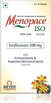 MenopaceIso 30 Tablets With Isoflavones, Amino Acids & Essential Vitamins To Support Menopause Symptoms, Reduces Hot Flashes, Night Sweats & Mood Irritation | Vegetarian 30 Tablets