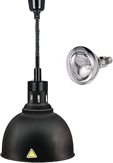 JIAWANSHUN Food Warmer Lamp Food Heat Lamp Warmer Bulb 250W Commercial Food Warmer Adjustable Hanging Food Heat Lamps Heating Lamp Restaurant Food Service Food Warming Pizza Warmer (Black) 110V