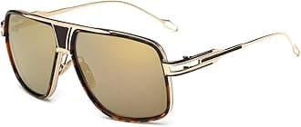 Dollger Sunglasses for Men Oversize Classic Black Shades Goggle Retro Gold Alloy Frame Sun Glasses