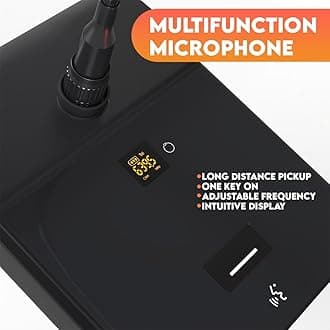 DIGIMORE UHF Wireless Desktop Gooseneck 18" Podium Microphone | 30 Channels | 300ft Long Range | XLR Output | Best for Meetings, Video Conference Microphone, Streaming Lectures (D-600)