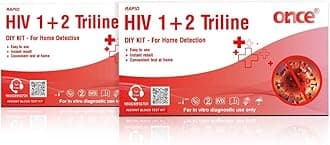 ONCE Rapid HIV 1+2 Triline Home Detection Kit, Instant Blood Test, DIY Kit for In-vitro Diagnostic Use- Pack of 2