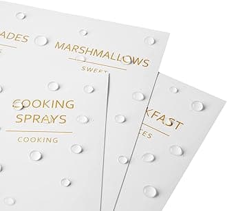 Talented Kitchen 157 Gold Minimalist Supplementary Pantry & Fridge Labels. Gold Pantry Label Stickers on White Water Resistant Vinyl. Food Jar Labels Decals. Pantry Organization and Storage Sticker