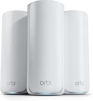 NETGEAR Orbi 770 Series WiFi 7 Triple Band Mesh System (RBE773) - Router + 2 Satellite Extenders - Covers up to 8000 m2, 100 Devices, 2.5 Gig Internet Port, BE11000