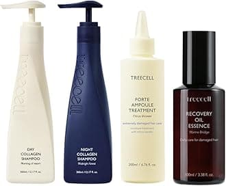 TREECELL Collagen Hair Care Bundle - Day & Night Shampoo + Protein Treatment + Recovery Oil