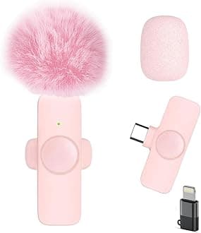 Professional Wireless Mini Microphone for iPhone 17/16/15, Android Phone, Cordless Omnidirectional Lavalier Lapel Mic, Plug-Play Microphone for Interview Video Podcast Vlog