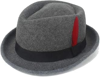 Hipster Fedora Hat Fashion Winter Spring Felt Wool Red Feather Ladies Hat Panama Hat Men's Jazz Hat Knight Cap (Color : Navy Gray, Size : 56-58cm)