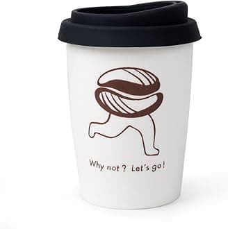 Coffee Cup Ceramic Travel Mug with Lid for Hot Drinks, Insulated Double Wall Mug, 8.4oz/250ml, BPA Free, Dishwasher Safe, for Home, Office, Car, to Go, Coffee Bean Pattern