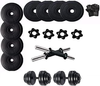 Bodyfit (8kg-40kg) Plates Adjustable Dumbbell Exercise Rods, Weight set, Home Gym Fitness Kit, Gym Plates Equipment, Gym Set. (40 Kg Gym Set)