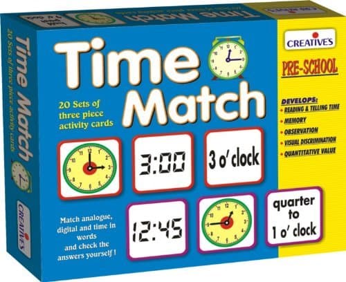 Creative's Time Match |1063|20 large three piece colour-coded self-correcting Activity Cards| For Children above 4 & above