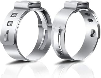 50Pcs 17.8mm-21mm Single Ear Hose Clamp Hose Crimp Clamps Ear Crimp Rings Ear Stepless Hose Clamp Pinch Clamps for Hose Pipe Clamp Tools