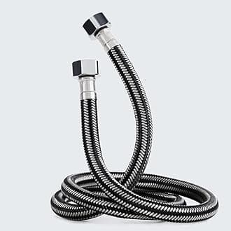 Stainless Steel Braided Hose Flexible Water Plumbing Pipe Bathroom Kitchen Sink Hot Cold Water Inlet Hoses for Toilet/Taps G1/2 X G1/2 80CM Long