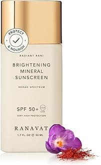 RANAVAT Brightening Mineral Face Sunscreen - Broad-Spectrum SPF 50 Mineral Sunscreen with Zero White Cast - Boosts Radiance & Helps Protect Against Signs of Aging - Safe for Sensitive Skin (50 ml)