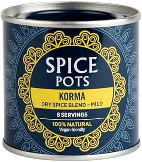 Korma Curry Powder by Spice Pots - 100% Natural Ingredients - Gluten Free & Vegan Indian Curry Powder - Dry Spice Mix For Fish, Chicken & Vegetarian Dishes (Mild Heat) - 80G Pot (16 Servings)
