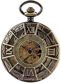 Hollow Roman Digital Cover Men's Mechanical Pocket Watch Cool Design, FOB Chain Mechanical Pocket Watches for Men with Box