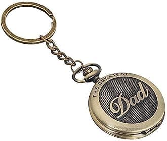 Blue Aura Premium Pocket Watch Metal Keychain Retro Vintage for Gifting With Key Ring Anti-Rust (BA-KWIC-3)