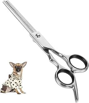 Dog Grooming Scissors 4CR Stainless Steel Pet Thinning Shears, Heavy-duty Titanium Coated, Size 6.7"